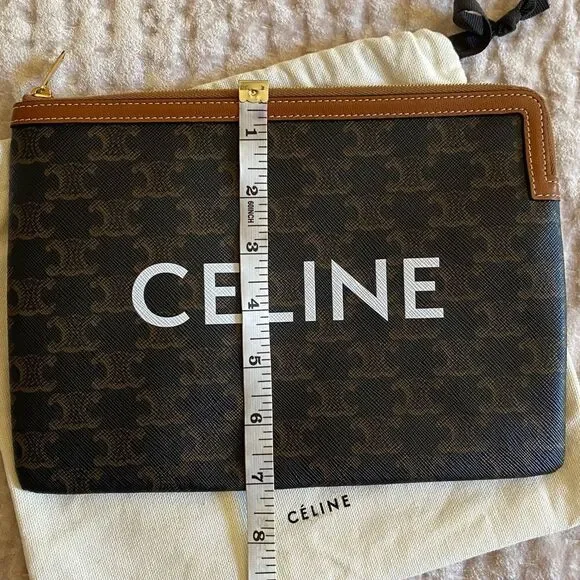 Celine Black and Brown Logo Clutch